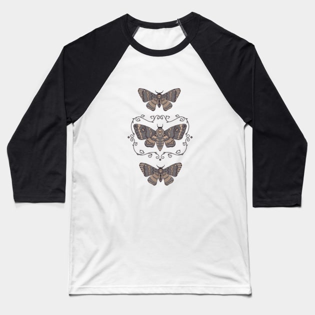 Copy of Death's Head Moth Taxidermy Baseball T-Shirt by latheandquill